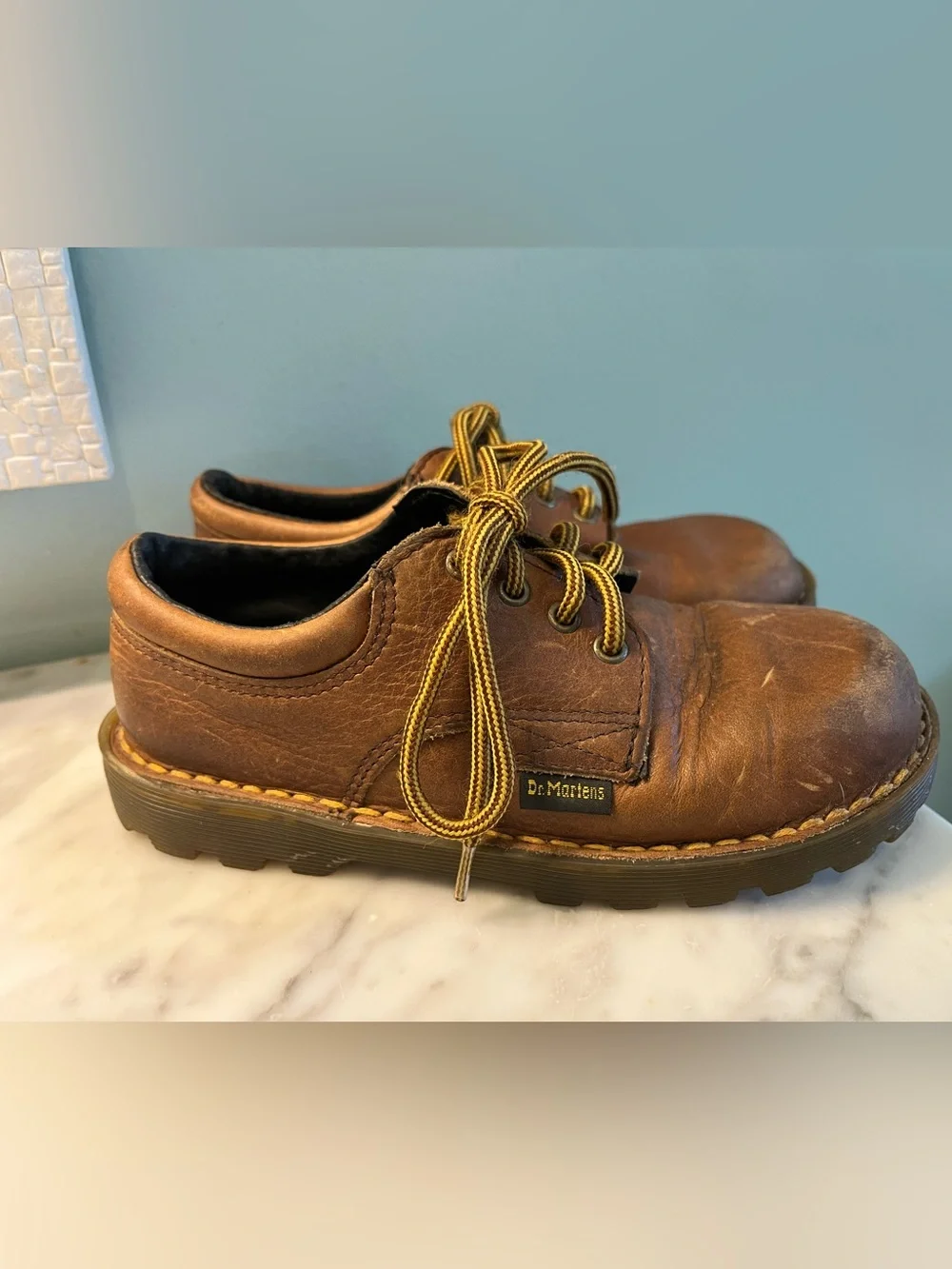 Dr. Martens Brown Leather Oxford with Yellow-Brown Laces
